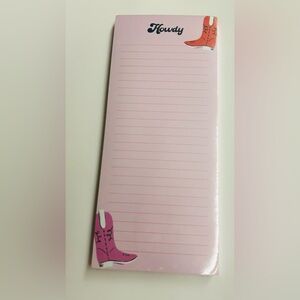 New Long Pink Pad "Howdy" Lined Magnetic 100 Pages Graphique Cowboy Boots